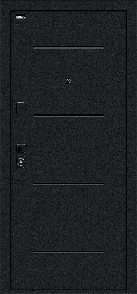 Входная дверь Граффити-1 Инсайд/SBlack Букле черное/Snow Art BR6224 внешняя сторона