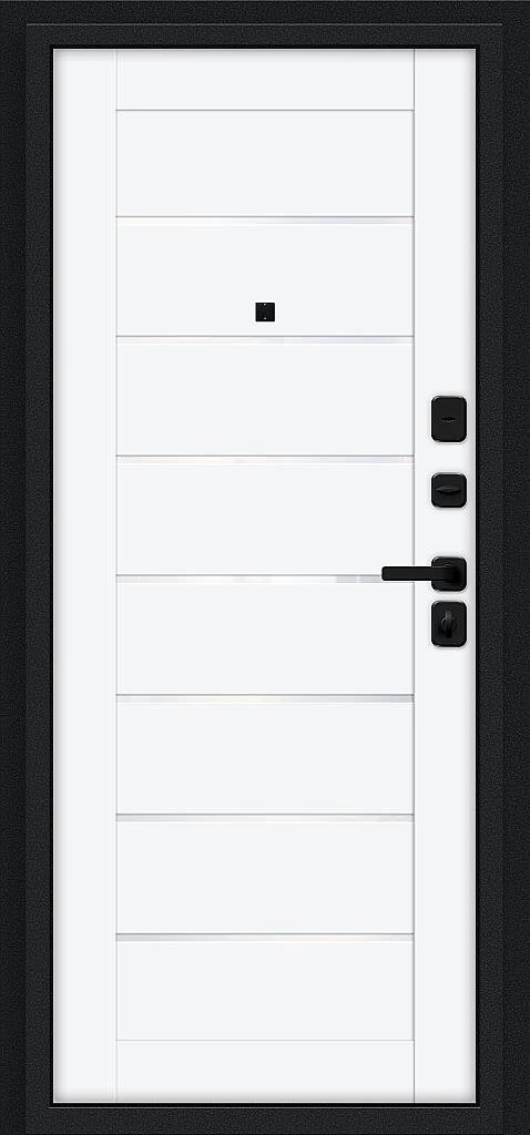 Входная дверь Техно/SBlack Букле черное/White Silk BR6200 внутренняя сторона