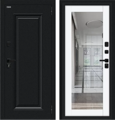 Дверь Браво Thermo Флэш МФ/SBlack-Букле черное/White Silk